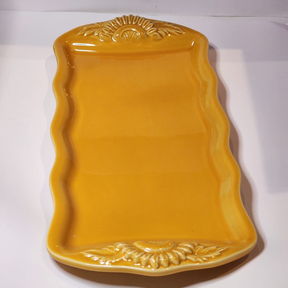 Appolia Yellow Gold ceramic serving platter - Picture 2 of 7